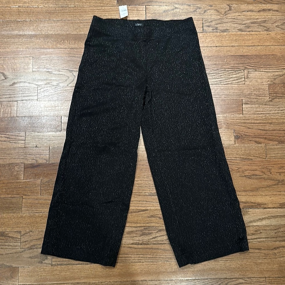 Loft Black Shimmer Wide Leg Pants Medium